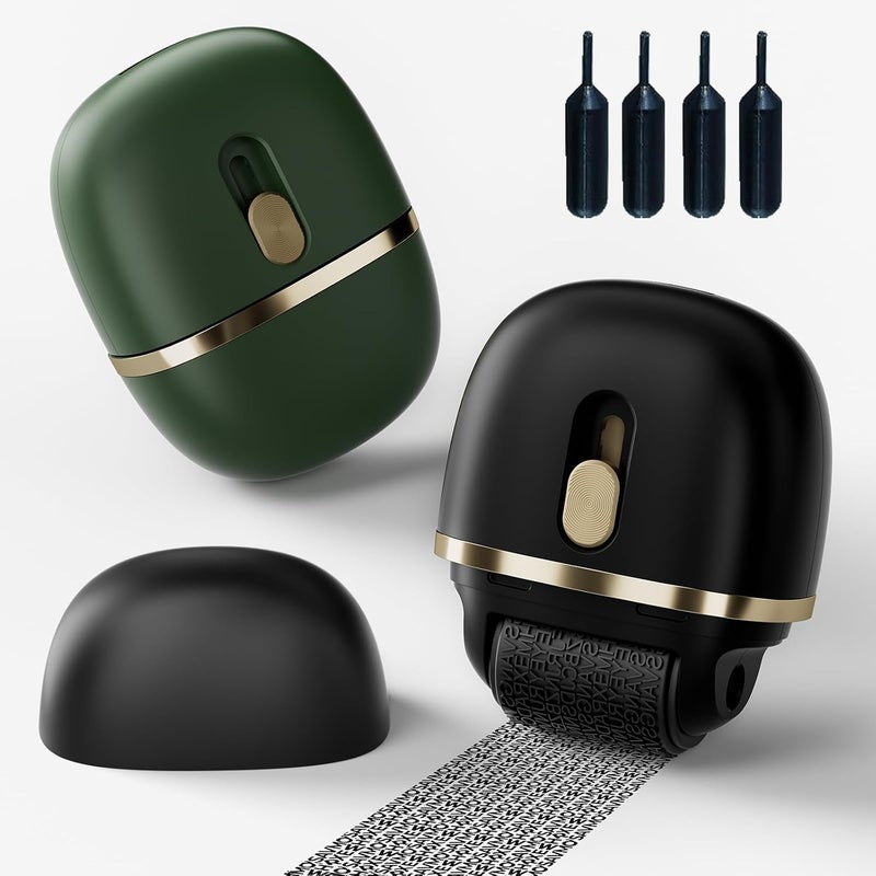 Lomil Identity Theft Protection Roller Stamps 2 Pack - Confidential Roller Stamp with 4 Refills - Wide Address Blocker Stamp for ID Blockout, Privacy & Security(Black+Green) - Image 1